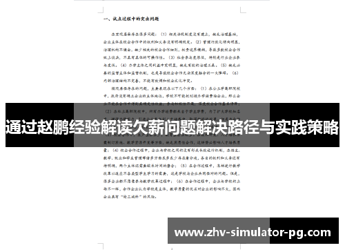 通过赵鹏经验解读欠薪问题解决路径与实践策略